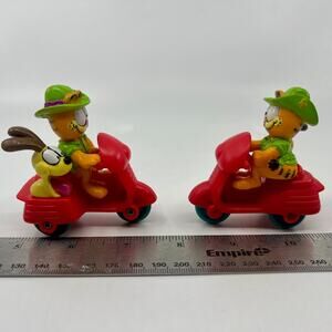 Vintage Garfield & Odie On Scooter W/ Sidecar McDonald's Toy Figure 1988 2 Sets